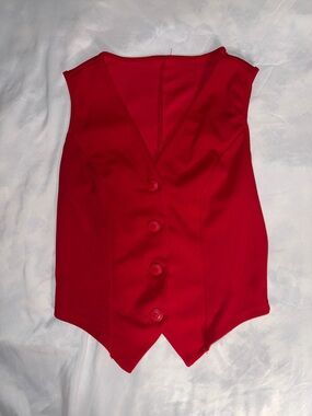 Red Button-Front Vest Top